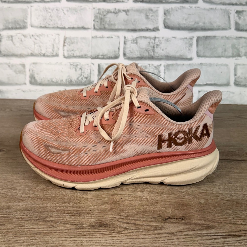 Hoka Clifton 9 Running Shoes Knit Mesh Pink Womens 8.5